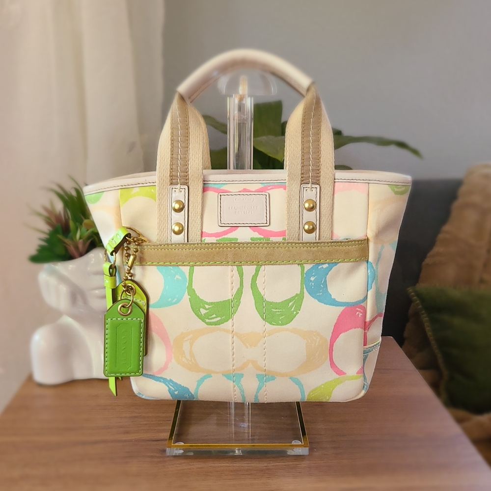 Coach Mini Tote / Small Carryall in Scribble “C” Multicolor Print